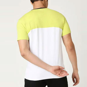 T-shirt 100% coton tissé couleur unie décontracté col rond coupe ample respirant personnalisable style de rue imprimé pour hommes - Product Image 3