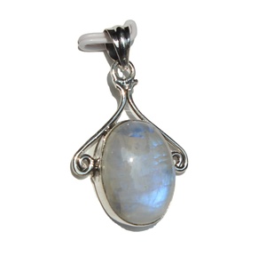 Fabriqué à la main unisexe bohème 925 pendentif en argent Sterling arc-en-ciel pierre de lune en forme de goutte lunette réglage hindouisme inspiré guérison - Product Image 1