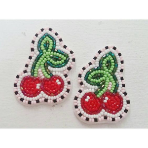 Pendientes de gota con cuentas de moda hechos a mano en forma de corazón bordado para fiestas - Product Image 4