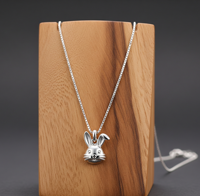 Collier avec pendentif lapin en argent 925 plaqué rhodium et or |   Chaîne à maillons minimaliste, bijoux de mode - Cadeau