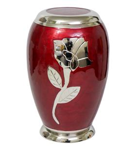 Urne de crémation en laiton gravée à la main en rose argentée pour les cendres de restes humains Urne commémorative pour les cendres funéraires Fabricant et exportateur - Product Image 1