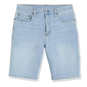 ¡Novedad de 2025! Pantalones cortos de mezclilla para hombre con ajuste cómodo personalizado, pantalones vaqueros de tiro medio desgastados con patrón sólido para hombre - Product Image 1