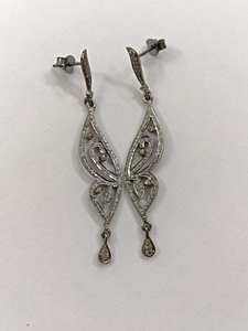 Pave Zircon Papillon Boucles D'oreilles En Laiton Argent Bijoux Faits À La Main Cadeau D'anniversaire Cadeau D'anniversaire De Mariage Pour Elle - Product Image 4