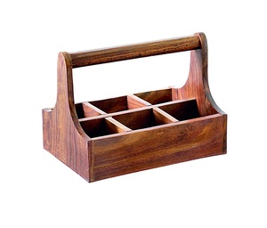 Caddy de madera para servir, nuevo fabricante y exportador de mango hecho a mano, diseño personalizado, proveedor redondo de madera para servir ensaladas - Product Image 4