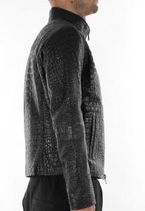 Veste en cuir avec logo personnalisé Veste en cuir gaufré crocodile pour hommes Veste crocodile pour hommes 2025 - Product Image 3