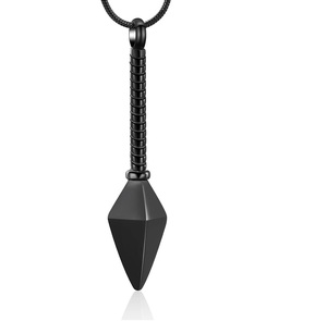 Collar de urna con colgante de lanza de acero a la moda negra moderna, tamaño personalizado, cenizas, joyería de cremación conmemorativa para hombres y mujeres - Product Image 1
