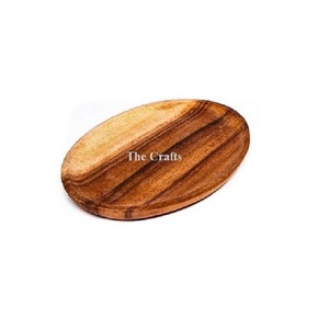Assiette de chargeur de couleur marron en bois avec plaque de charge de forme ronde de qualité de luxe pour les ustensiles de cuisine à la maison - Product Image 5