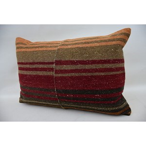 Coussin en laine patchwork Kilim multicolore 16x24 pouces Coussin décoratif tissé de luxe avec motif de feuilles moelleuses vintage - Product Image 3