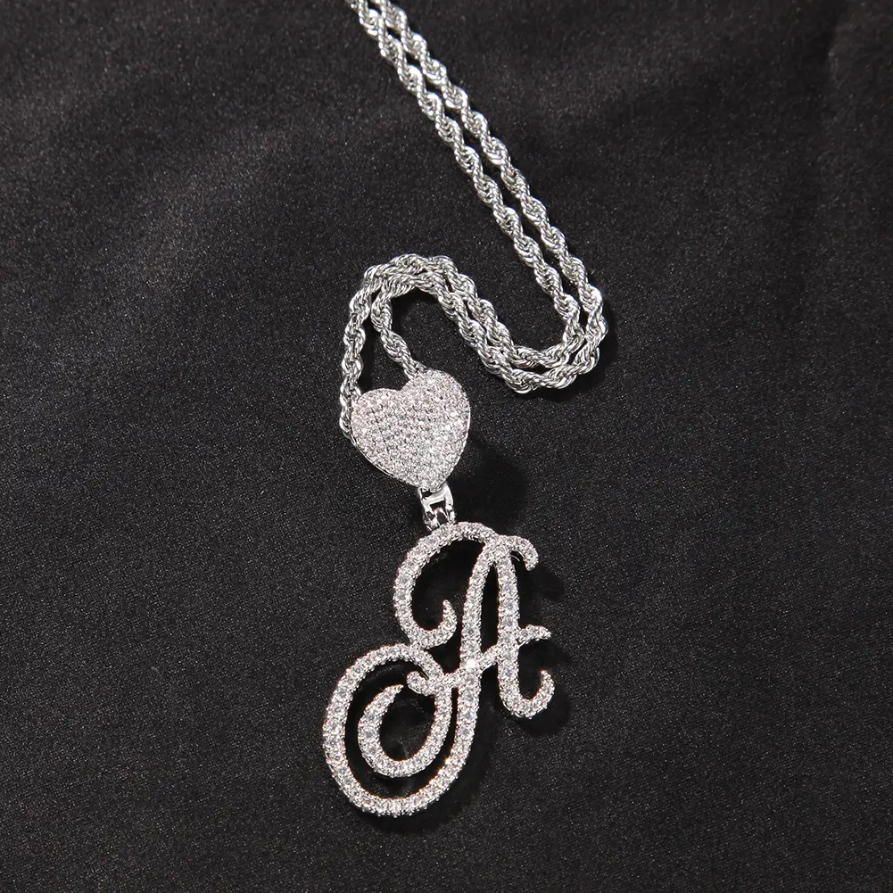 Iced Out Cz Cubic Zirconia Chains Pink Custom Pendant Personalized Nama Liontin Pink Baguette Kalung untuk Wanita/