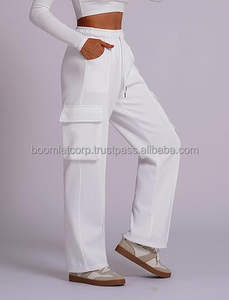 Service OEM Pantalon de survêtement pour femme Pantalon de survêtement ample évasé élastique Pantalon uni pour femme Pantalon de survêtement Baggy ample - Product Image 2