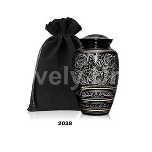 โกศเผาศพสำหรับขี้เถ้าของมนุษย์ผู้ใหญ่สำหรับการฝังศพโกศเผาศพที่บ้านสำหรับขี้เถ้ามนุษย์ (แกะสลักสีดำ) - Product Image 1