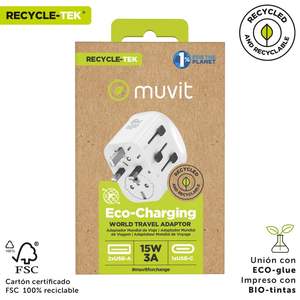 Adaptador de Corriente Universal Tipo-C Muvit MCADP0006 150W/15W Blanco con PD/QC3.0 para Cámara Industrial, Teléfono Móvil y Portátil - Product Image 5