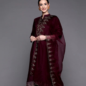 נשים ויסקוזה מסורתי תערובת <span class=keywords><strong>kurta</strong></span> סט סדרה רקומה שמלה פקיסטנית רקומה שמלה פקיסטנית - Product Image 1