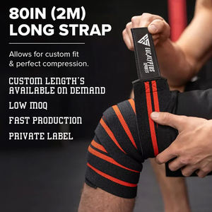 Premium Quality Elastic Heavy-Duty Cotton <b>Knee</b> <b>Wraps</b> Customised Fitness Powerlifting Support Premium Design for Weight Lifting - Product Image 6