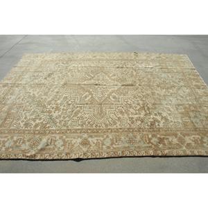 พรมวินเทจตุรกี ขนาด 6.9x9.6 ฟุต สีน้ำตาล พรมขนสัตว์อิคัตขนาดใหญ่ - Product Image 2