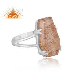 Último diseño de plata esterlina fina Doublet Sunstone Crystal Gemstone Split Band Ring Custom Jewelry Manufacturer - Product Image 3