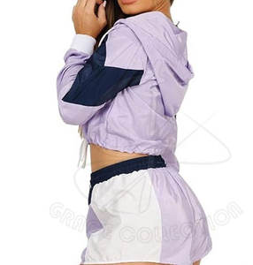 ชุดเสื้อกันลมตัวสั้น2025ผู้หญิงชุดสองชิ้นเสื้อครอปแขนสั้นปรับขนาดได้ - Product Image 2