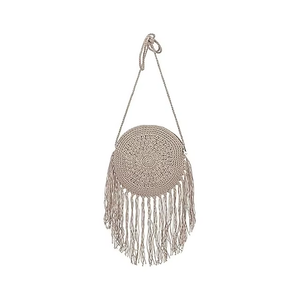 Bolso de hombro de moda bohemio de playa plegable con borlas de ganchillo con letras cuadradas de cuero genuino tejido a mano para chicas jóvenes - Product Image 6