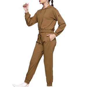 ชุดกีฬาผ้าฟลีซผ้าฝ้ายสำหรับ100% ชุดกีฬาผ้าคอตตอนชุดวอร์มแฟชั่นสำหรับผู้หญิง - Product Image 6