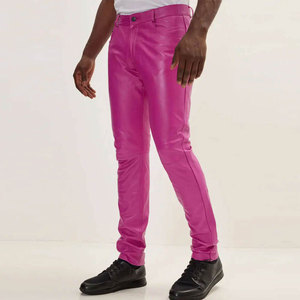 Venta al por mayor precio barato pantalones de cuero de vaca por encargo de los hombres pantalones de cuero de diseño único de los hombres pantalones de cuero - Product Image 2