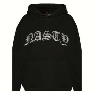 Sweat-shirt à capuche en molleton personnalisé avec broderie et strass, fermeture éclair, streetwear, pour taille plus, unisexe, 100% coton, écologique, pour l'hiver - Product Image 1