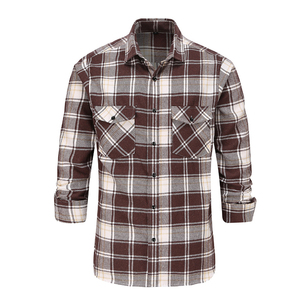 Good Quality logo Printing <b>Oversize</b> Casual Cheap Plain Plaid <b>Flannel</b> Pullover <b>Shirts</b> - Product Image 5