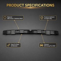 Grille de protection de radiateur avant en ABS pour BYD Song Pro 2025 – Cache de pare-chocs avant à clipser