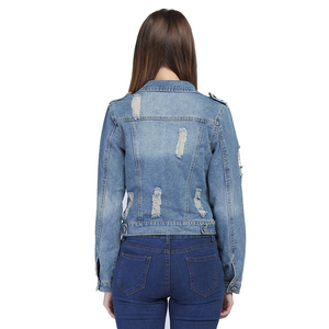 แจ็กเก็ตยีนส์ผู้หญิงไซส์ใหญ่พิเศษ, เสื้อคลุมยีนส์ขาดกระดุมสั้น5XL-6XL ฤดูใบไม้ร่วง - Product Image 5