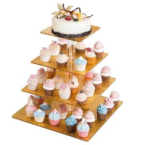 คุณภาพมาตรฐานสี่ชั้นขาตั้งเค้กไม้ทรงกลมแฮนด์เมดขายส่งขาตั้งเค้กตกแต่งโต๊ะขาตั้งเค้กไม้ - Product Image 3