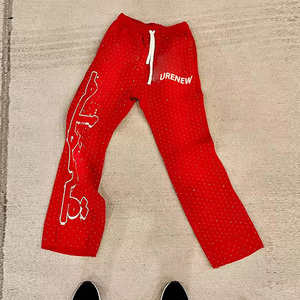 Pantalon de jogging personnalisé pour hommes, poids lourd, délavé à l'acide, jambe droite, pantalon de survêtement unisexe avec taille haute moyenne, pantalon streetwear évasé pour hommes - Product Image 5