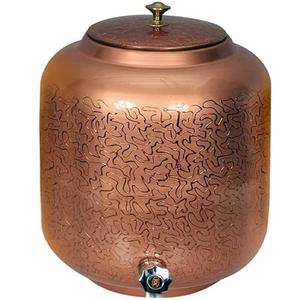 Distributeur d'eau portable en cuivre pur émaillé à moitié, 5L, écologique, prix avantageux, directement du fabricant indien - Product Image 2