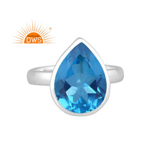 Meilleure vente Doublet en argent sterling fin Topaze bleue suisse Bague empilable en quartz avec pierres précieuses Fabricant de bijoux personnalisé - Product Image 1