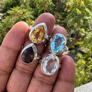 Natural Real Gemstone 925 Sterling <b>Silver</b> Handmade Designer Customized Fine Jewelry <b>Ring</b> <b>Eternity</b> Vermeil Wholesale Bulk - Product Image 1