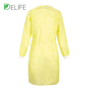 Manteau de vêtements de sécurité jetables avec manchettes de col élastiques blouses de laboratoire jetables-Jaune-Vietnam Haute qualité - Product Image 3