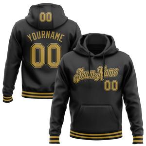 Directo industria venta al por mayor 3D bordado personalizado cosido negro oro viejo deportes pulóver Sudadera con capucha - Product Image 1