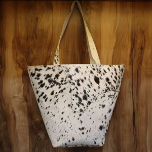 Sac fourre-tout en cuir de vachette Hairon élégant pour femmes fait à la main avec fourrure PC matériel Logo motif fermeture d'épaule pour les achats de voyage - Product Image 1