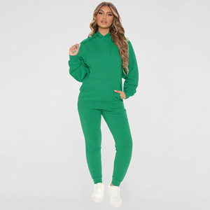 Ensemble survêtement femme en molleton deux pièces avec logo personnalisé, sweat-shirt à capuche et pantalon de jogging, 100% coton, séchage rapide - Product Image 5