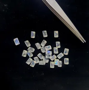 Piedra lunar de arcoíris Natural de 5x7mm, Esmeralda facetada, forma octagonal, piedras preciosas semipreciosas para fabricación de joyas al por mayor - Product Image 1