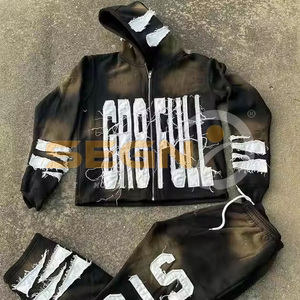 Conjunto de chándal Flare Diseño de impresión DTF personalizado Sudaderas con capucha y pantalones Chándal para trotar - Product Image 3