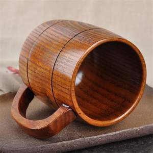 ANTIQUE STYLE VINTAGE RETRO CREATIVE <b>WOOD</b> BEER <b>Tankard</b> Mug with Solid Handle for Tea Coffee Cup and Mugs - Product Image 6