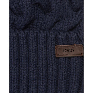 2024 taille personnalisée hiver unisexe en gros Logo personnalisé côtelé vison cachemire broderie à la main Image Style bonnet avec pompon - Product Image 4