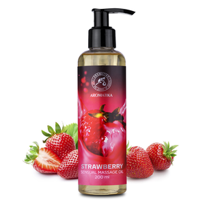 AROMATIKA Aceite de Masaje Sensual de Fresa 200ml - Aceite Corporal Relajante de Fresa Dulce Natural en Botella con Bomba - Product Image 1