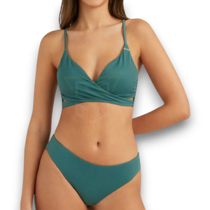 Maillot de bain deux pièces grande taille de haute qualité Bikini à fleurs avec quantité minimale de commande bas de couleur unie fabriqué au Pakistan Vente en gros teint uni - Product Image 3