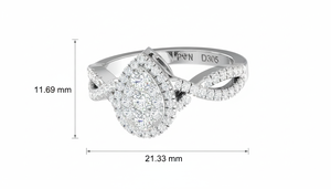 แหวนทอง 14K ประดับเพชรทรงลูกแพร์แบบวงแหวนบิดเกลียวสำหรับเจ้าสาว - Product Image 2