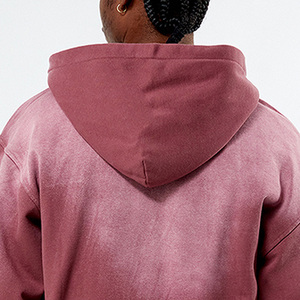 เสื้อฮู้ดสำหรับผู้ชายผ้าซักแบบกรดมีฮู้ดผ้าฝ้าย100% 400gsm บ็อกซี่ฟิตีซักได้ไซส์ใหญ่พิเศษ - Product Image 5