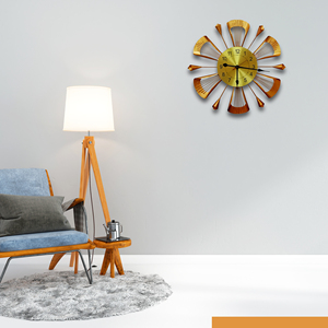 Horloge murale en métal doré antique de 24 pouces faite à la main en Inde Original Quartz motif aiguille à face unique pour la maison salon salle à manger chambre - Product Image 4