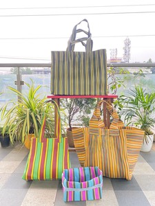 Bolsas de Compra Reutilizables Ecológicas Tejidas a Mano con Rayas de Nailon Reciclado PP Hechas en India al por Mayor - Product Image 4