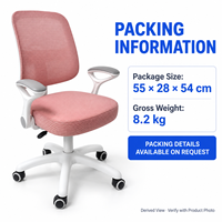 Chaise de bureau en maille rose avec cadre en PP blanc et accoudoirs à boucles pour bureaux informatiques, bureaux à domicile, salles d'étude et salles de réunion