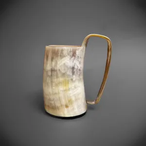 Top qualité naturel fait à la main corne de buffle Viking corne à boire tasse poli Style Animal durable en céramique bière tasse bas prix - Product Image 1