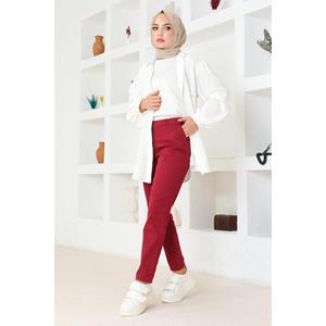 Pantalon décontracté taille haute pour femme, respirant, doux, style harem, effet froissé, longueur genou, coloré et élégant pour le bureau - Product Image 1